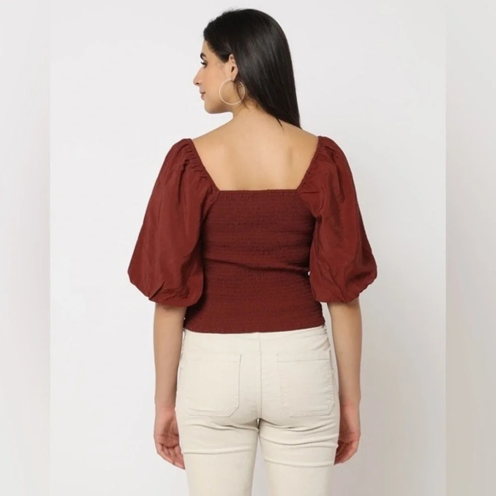 Gap Puff Sleeve Ruched Top NWT size Small - Picture 5 of 11